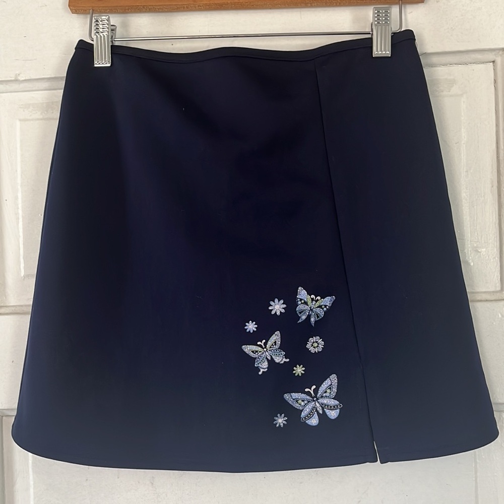 Vintage Blue Butterfly Mini Skirt